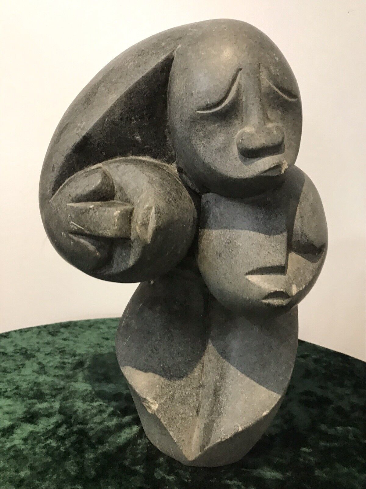 Fine Art 20th Century Carved 3 Heads Sculpture In The Style Of John Milne photo for sale