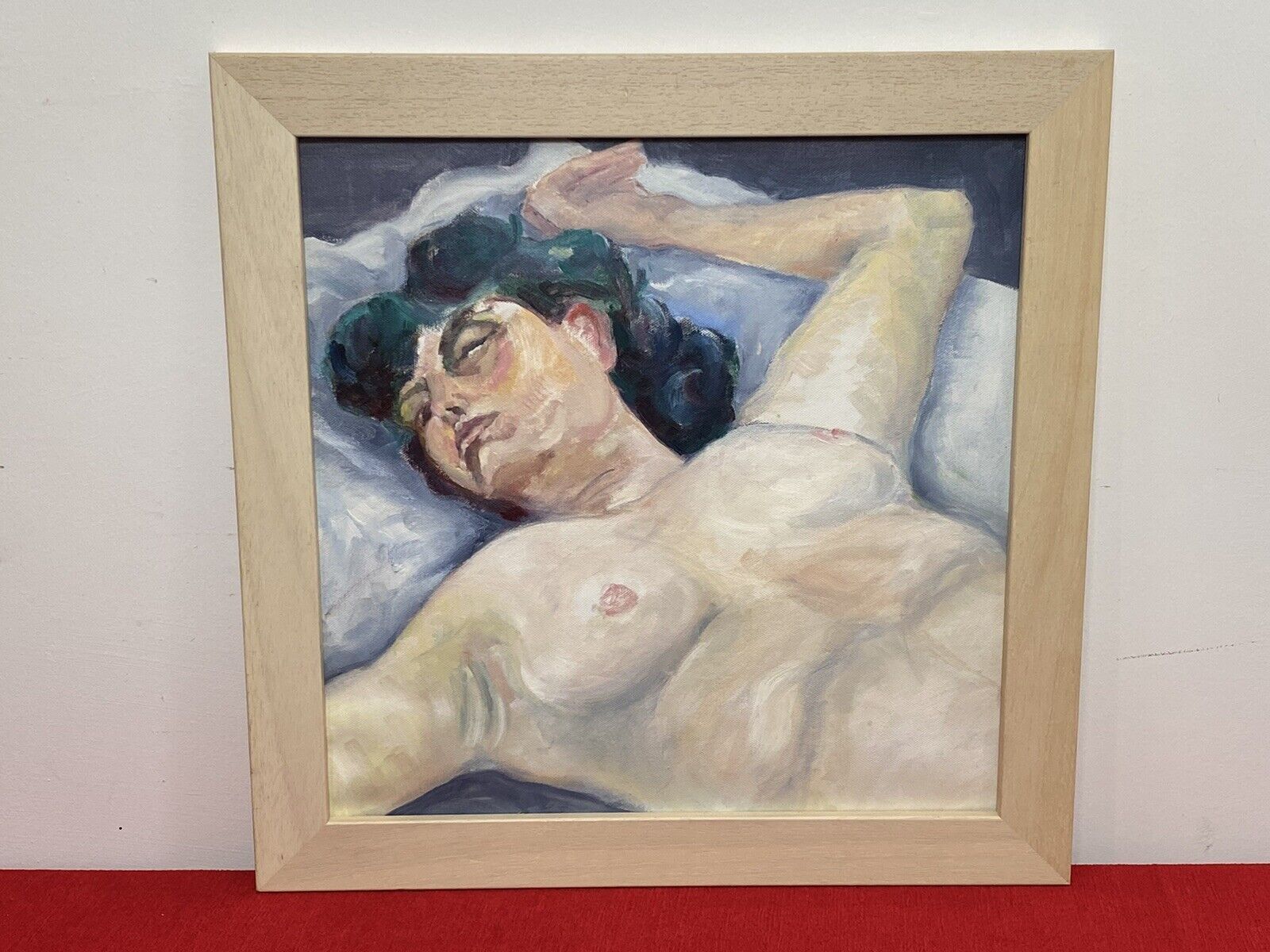 Figurative Nude Portrait Of Resting Female Muse By Artist Michael Jenkins photo furniture