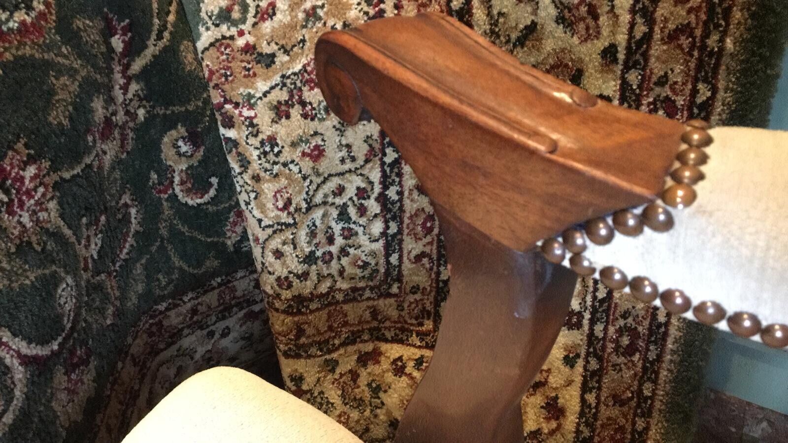 Fine Pair Of Mahogany George II Style Brass Studded High Back Elbow Chairs photo vintage