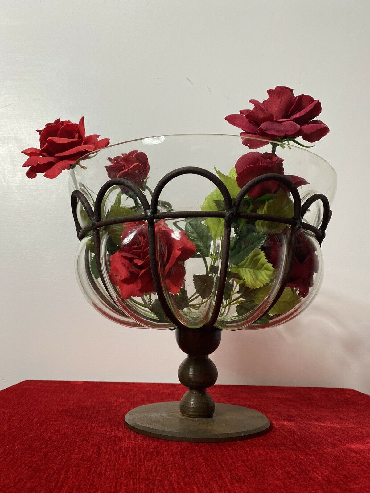 Daum And Majorelle Style Art Deco Blown Glass And Wrought Iron Centrepiece Bowl photo furniture