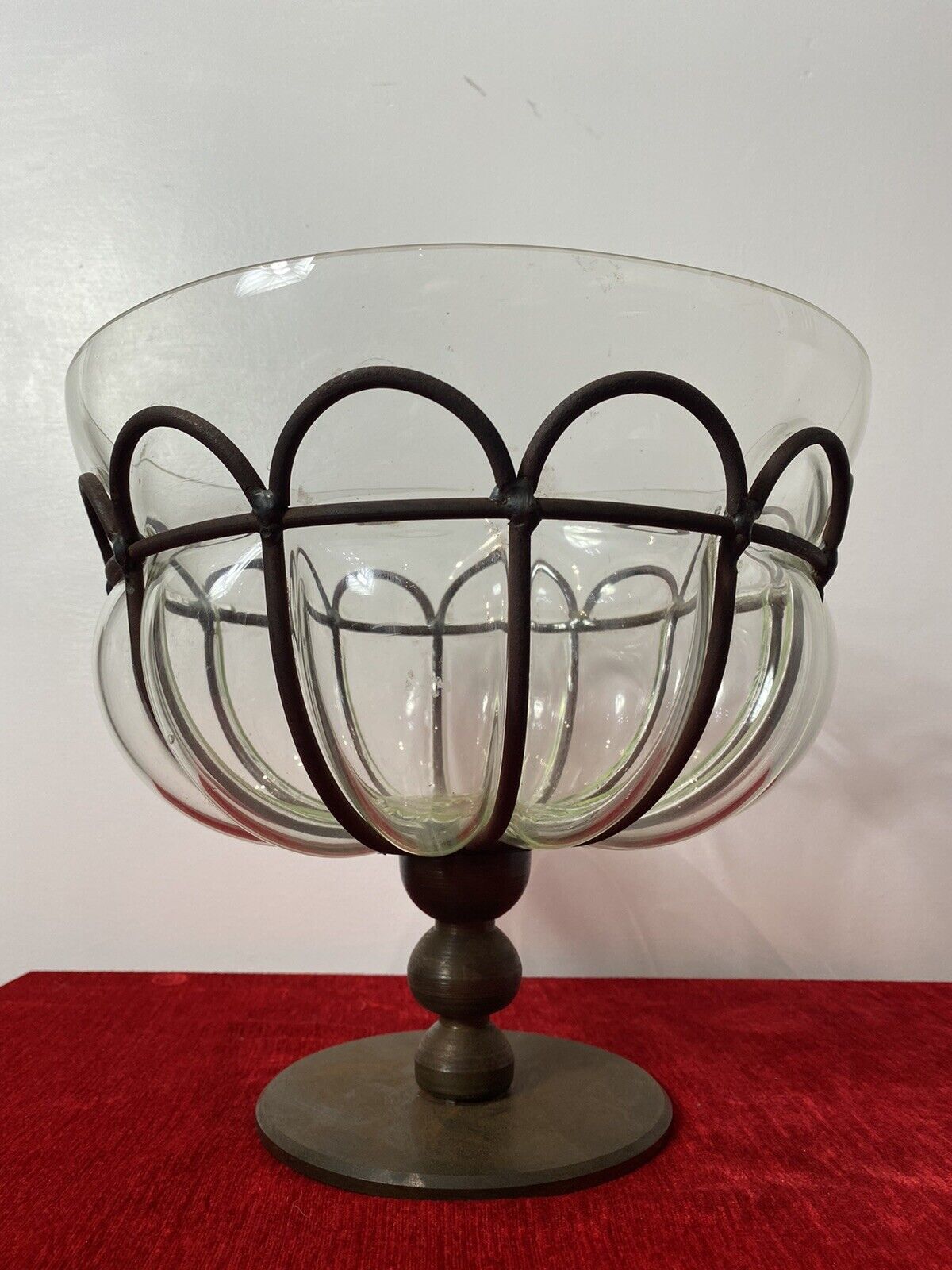 Daum And Majorelle Style Art Deco Blown Glass And Wrought Iron Centrepiece Bowl photo Home Decor