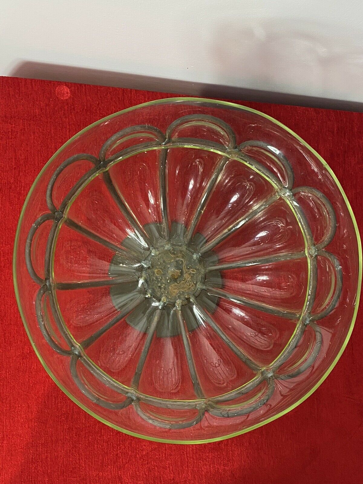 photo furniture Daum And Majorelle Style Art Deco Blown Glass And Wrought Iron Centrepiece Bowl