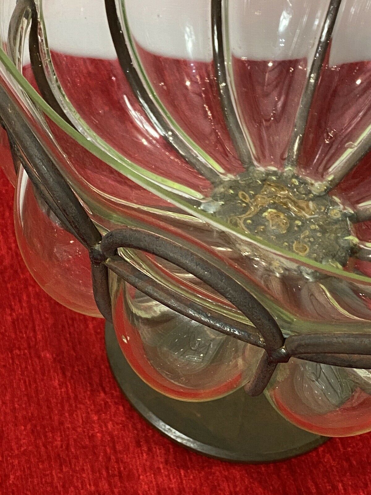 photo for sale Daum And Majorelle Style Art Deco Blown Glass And Wrought Iron Centrepiece Bowl