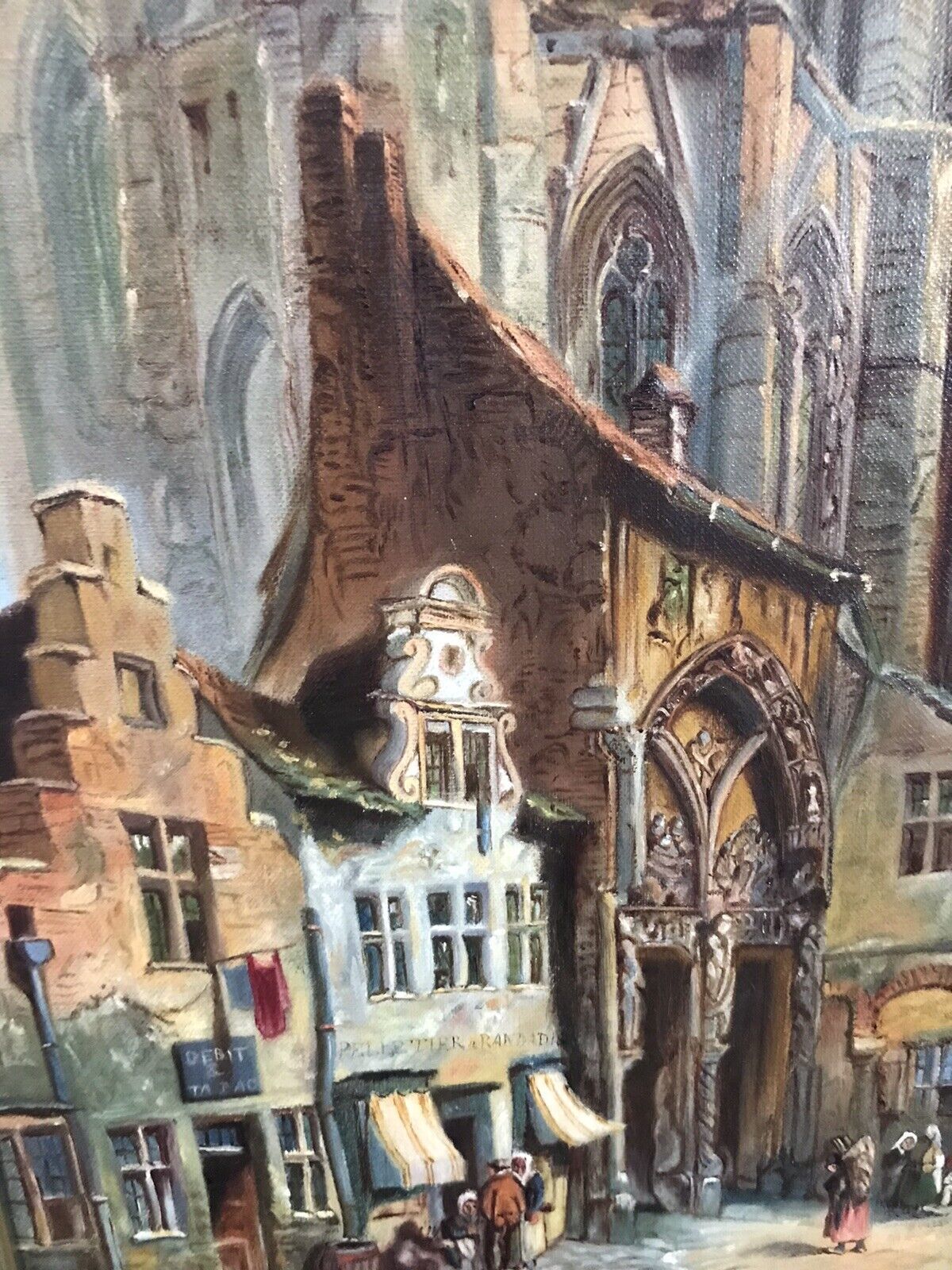 Late 19th Century French Landscape Catherdral Scene Oil On Canvas photo 575.0
