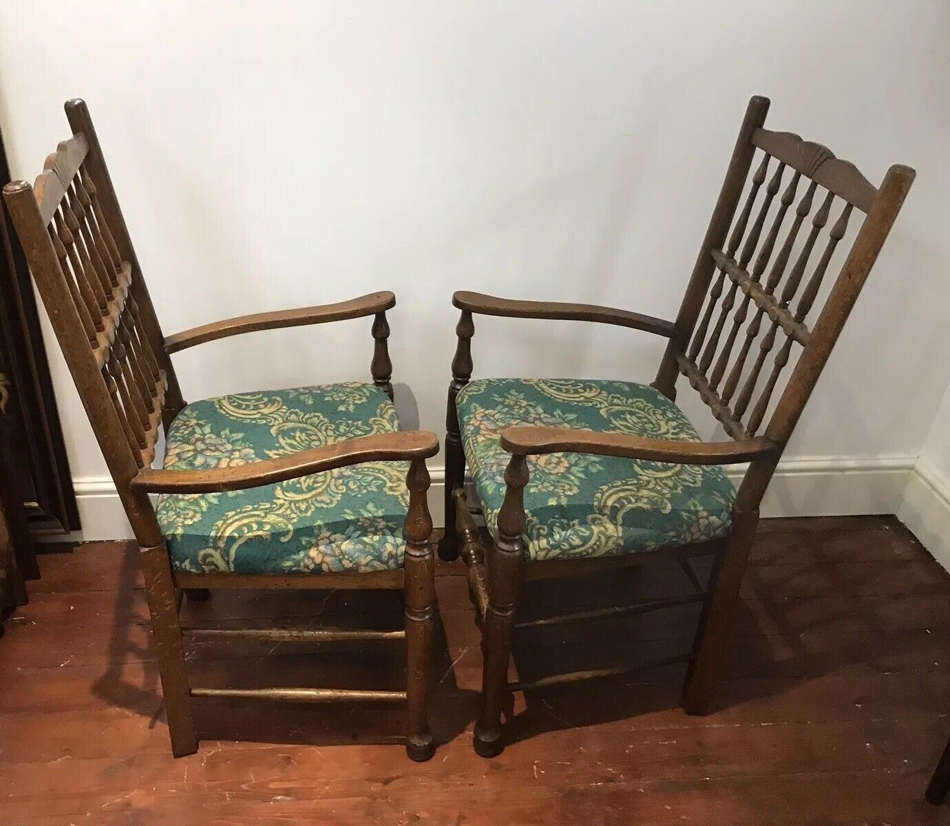 Fine Pair Victorian Spindle Back Clun Country Armchairs photo buy