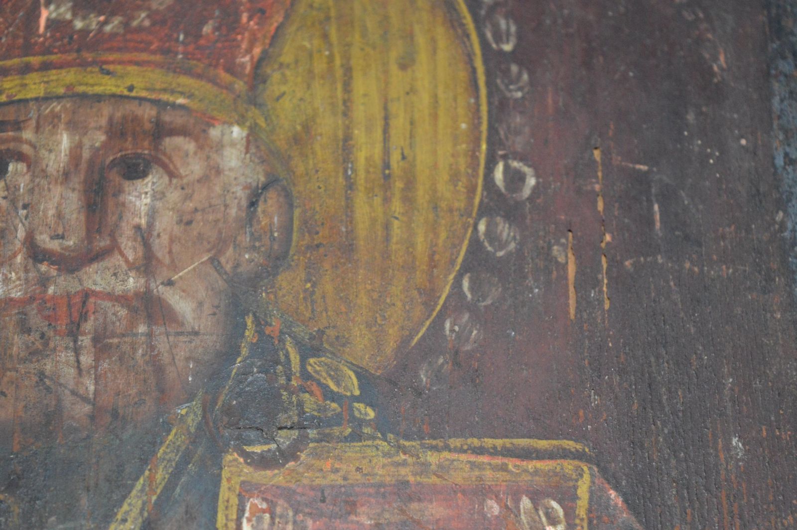 Art Large Mid 19th Century Hand Painted Russian Icon,C1850.Handpainted Onto Wood Panel photo