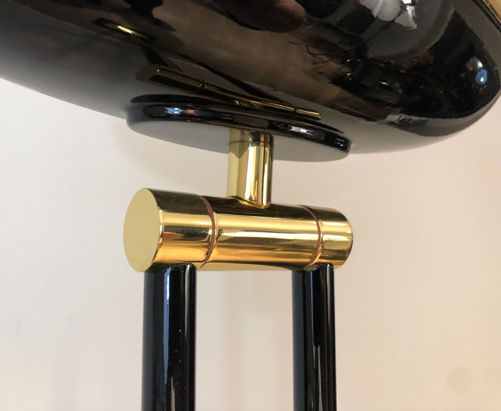 Halogen Parquet Floor Lamp In Black Lacquered Metal And Brass. French Work. Around 1970 photo buy