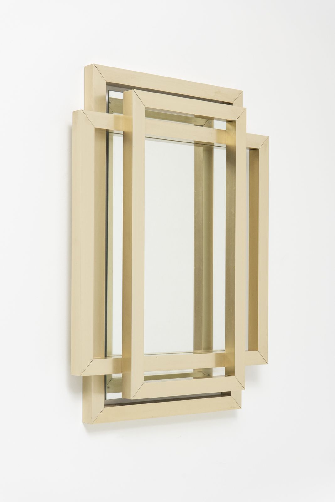 Sculptural Mirror In Brass, Philippe Jean, 1970's, France
