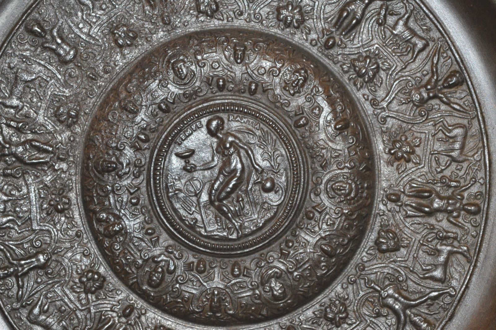 Large Bronze Plate, Grand Tour Piece, Classical Decoration, C 1870 photo Art