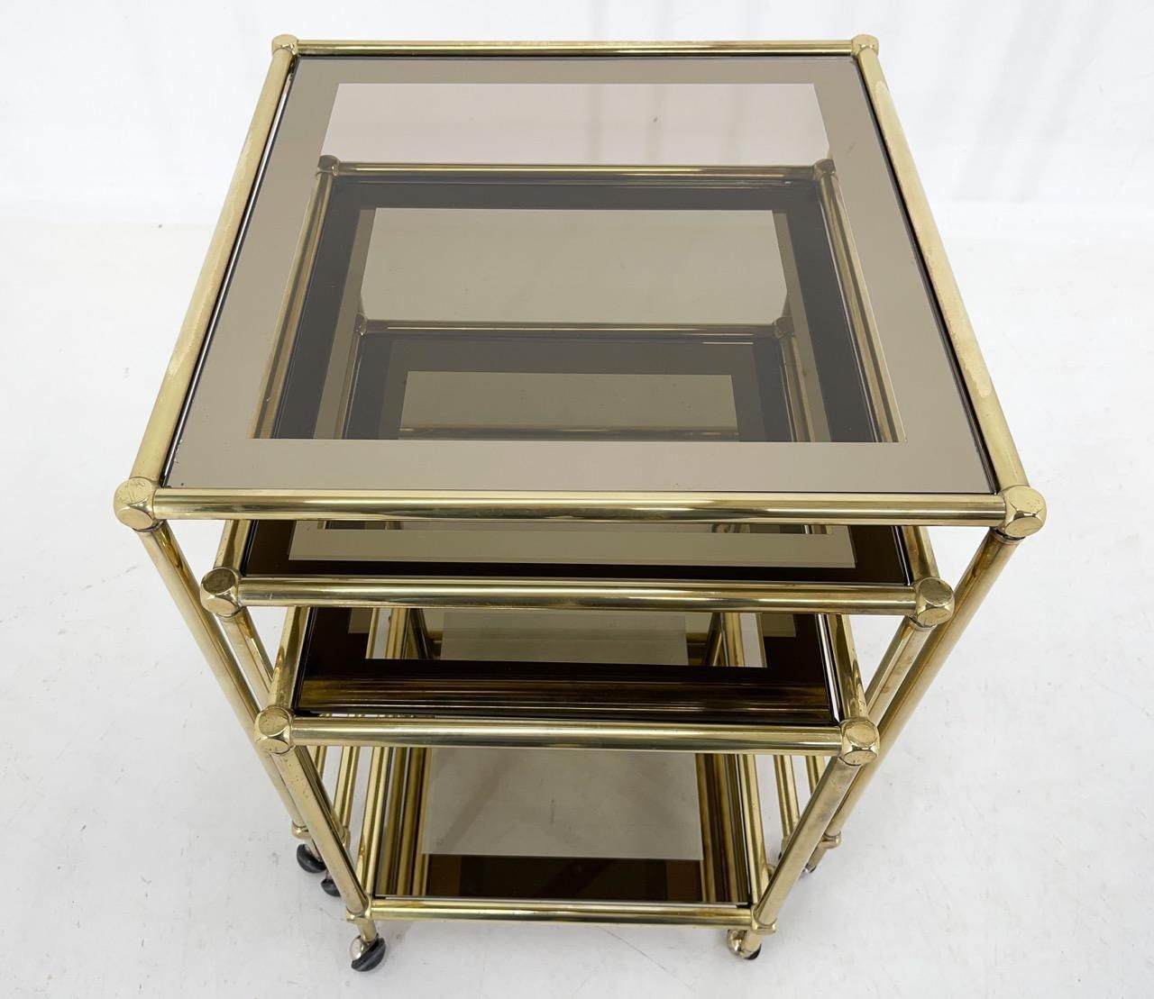 1970's Italian Brass & Smoked Glass Nesting Tables photo 1125.0