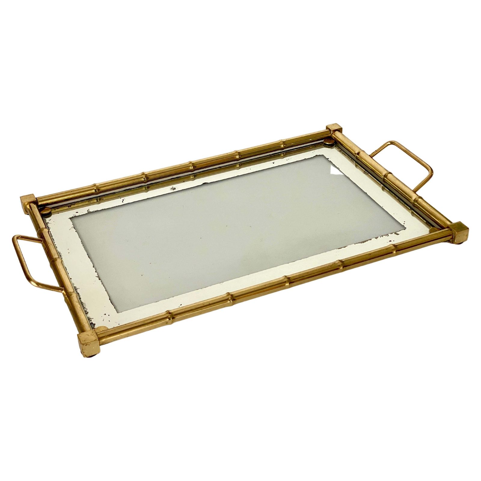 photo furniture Brass Platter With Its Faux Bamboo Structure, Gold Color, France Circa 1970