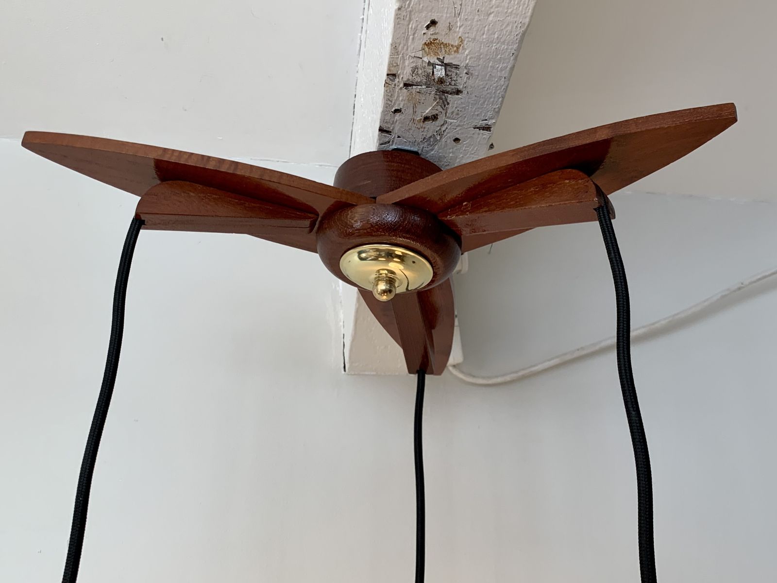 photo furniture Mid Century Teak And Glass Cascade Chandelier C.1960's, Rewired And Ready To Be Placed.