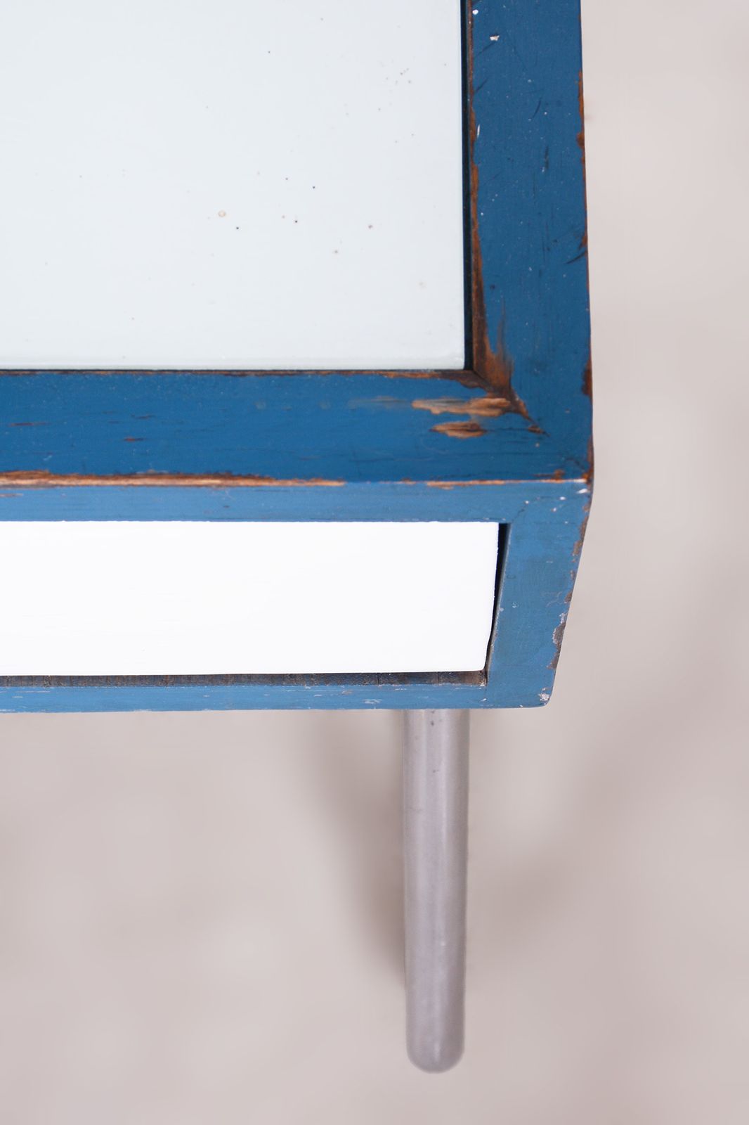 Blue And White Chrome Bauhaus Dressing Mirror, Made In 1930s, Czechia   Vichr A Spol. photo vintage