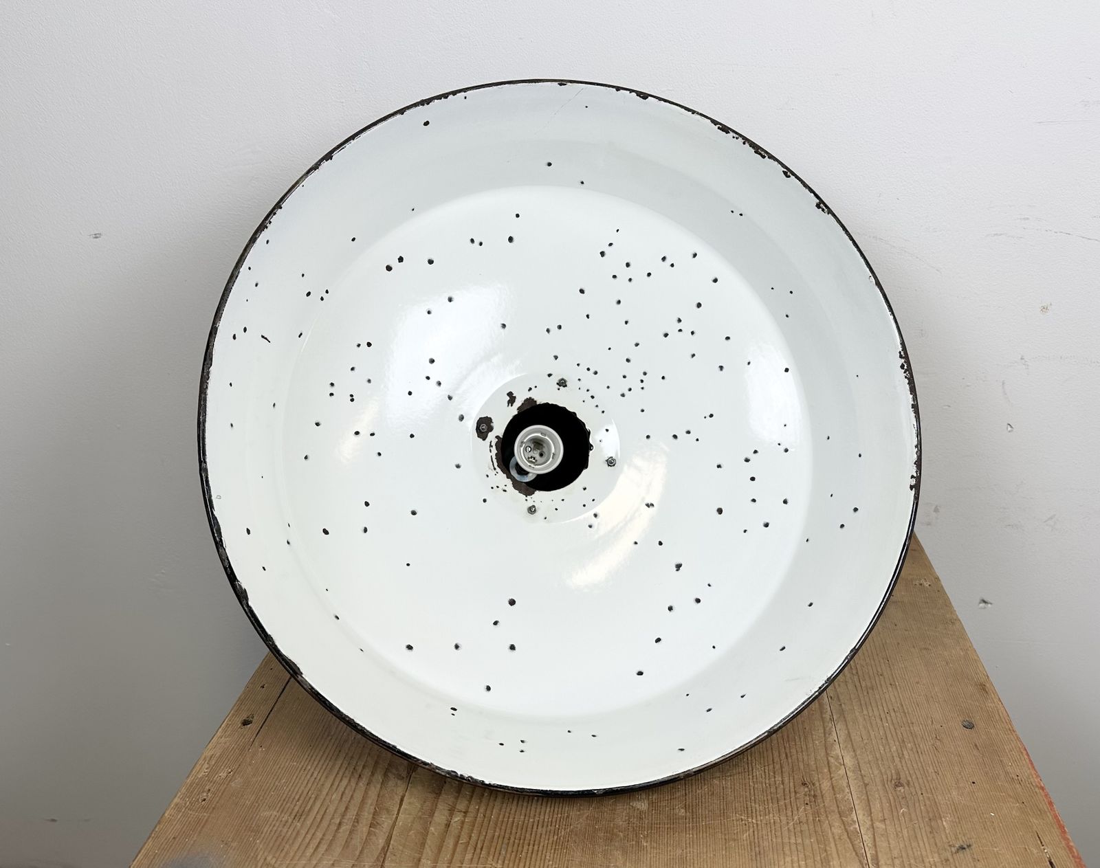 Industrial Midcentury Black Enamel Factory Lamp, 1950s, 2x photo buy