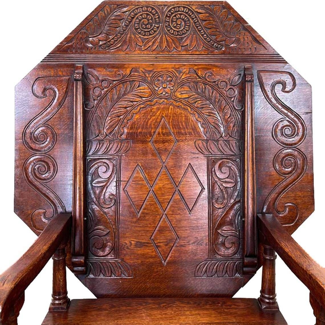 Large Early 20th Century Oak Monks Seat photo Furniture