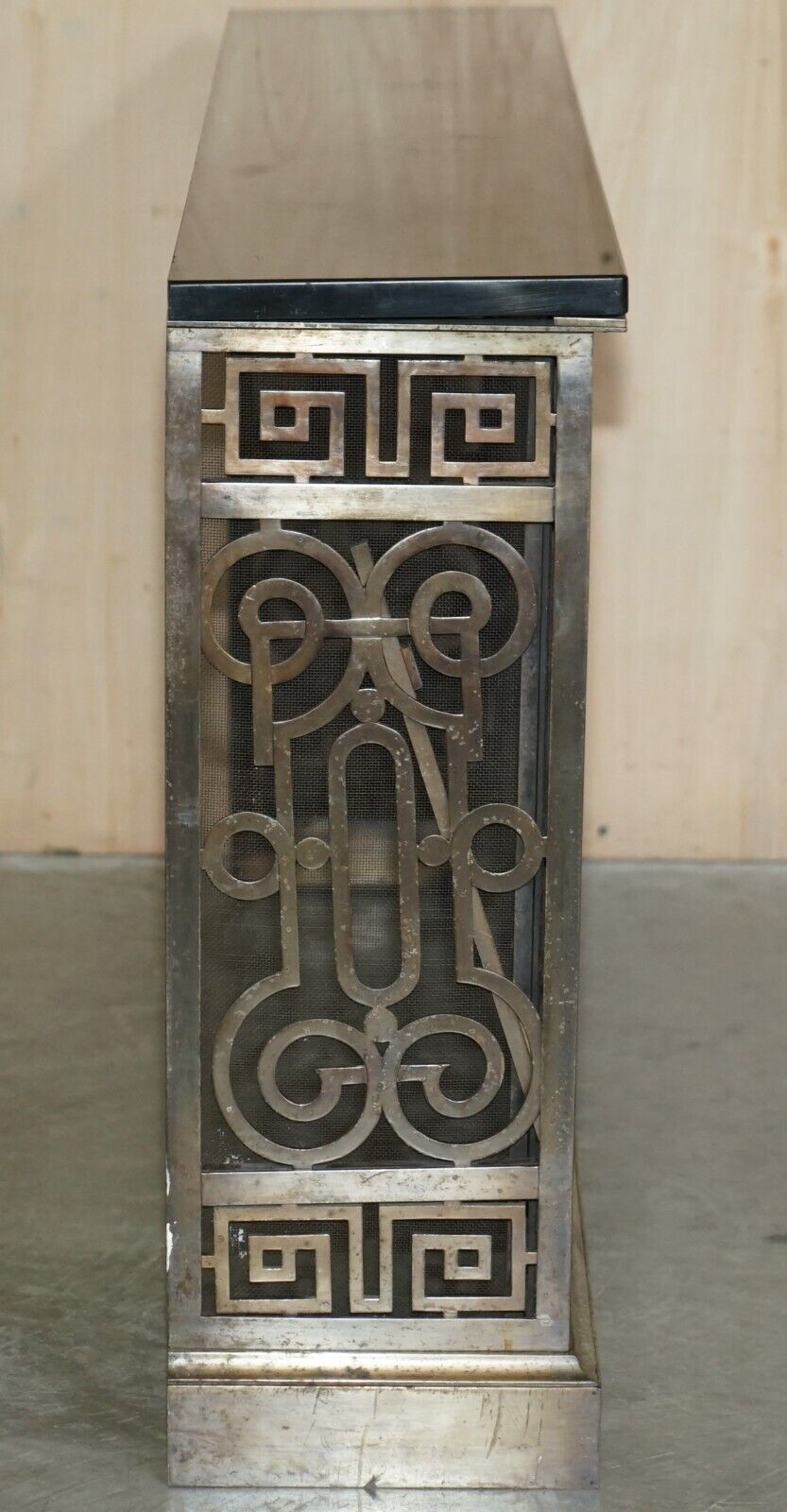 photo for sale Fine Antique Circa 1880 Solid Gilt Bronze & Marble Radiator Cover Console Table