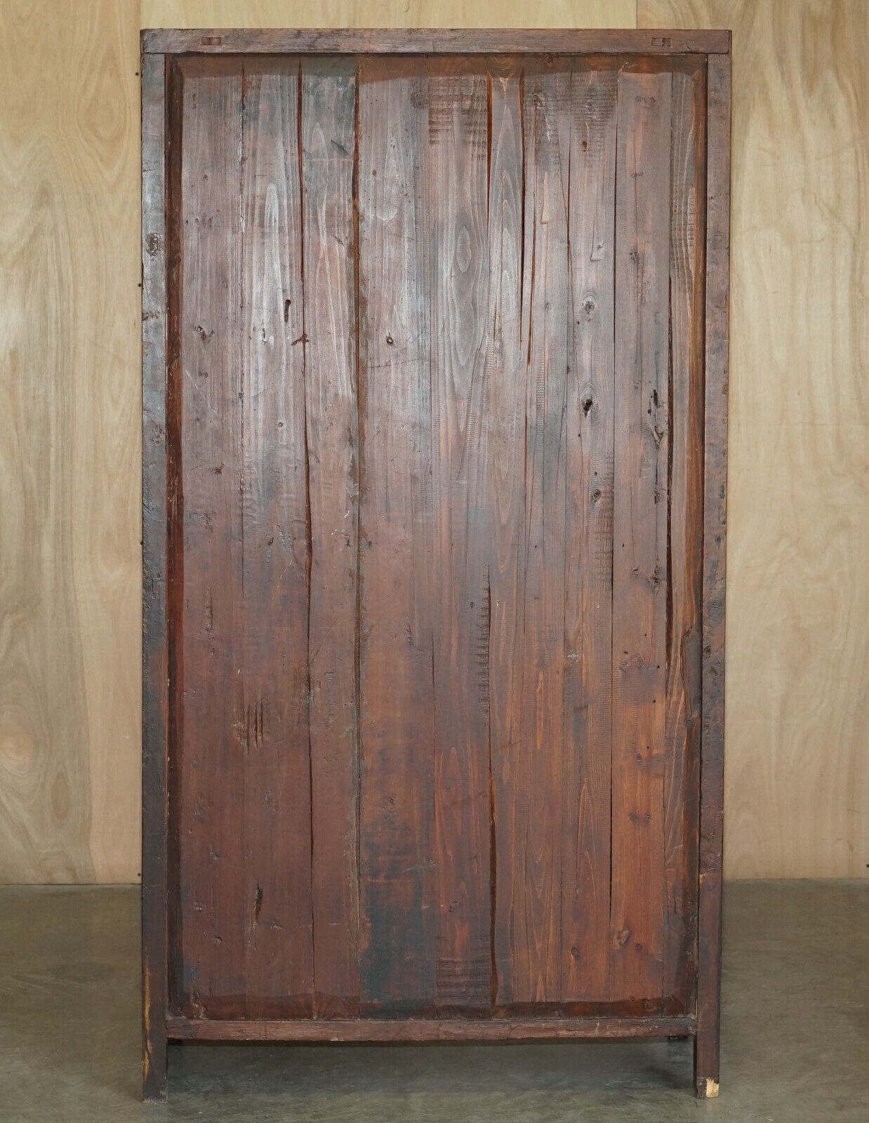 Furniture Antique Circa 1860 Chinese Hand Painted Wedding Cabinet Housekeepers Cupboard photo