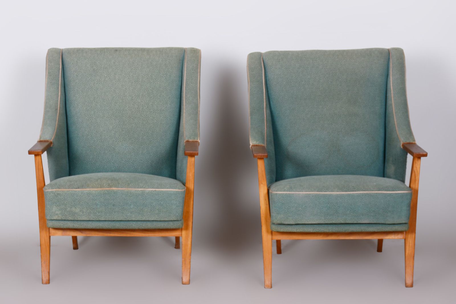 Pair Of Unique Green Beech Artdeco Armchairs Made In 1940s, Denmark photo furniture