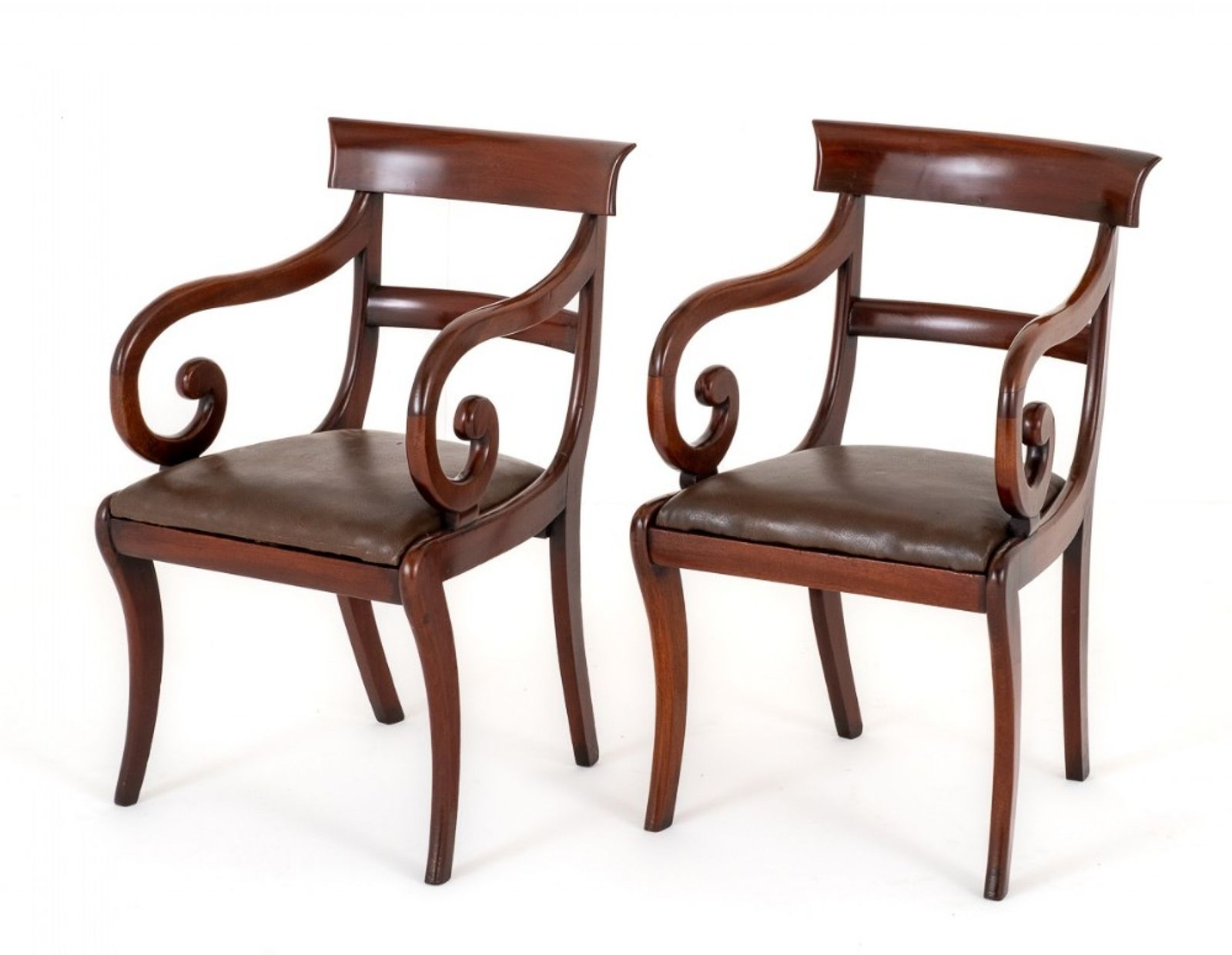 Pair Regency Elbow Chairs Mahogany Period Furniture photo Furniture