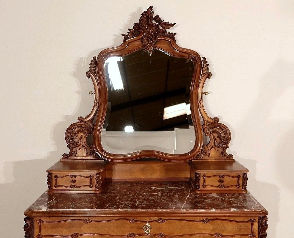 Walnut Psyche Chest Of Drawers, Maison Guinand Leglas, Rocaille Style – 1900 photo 3656.5