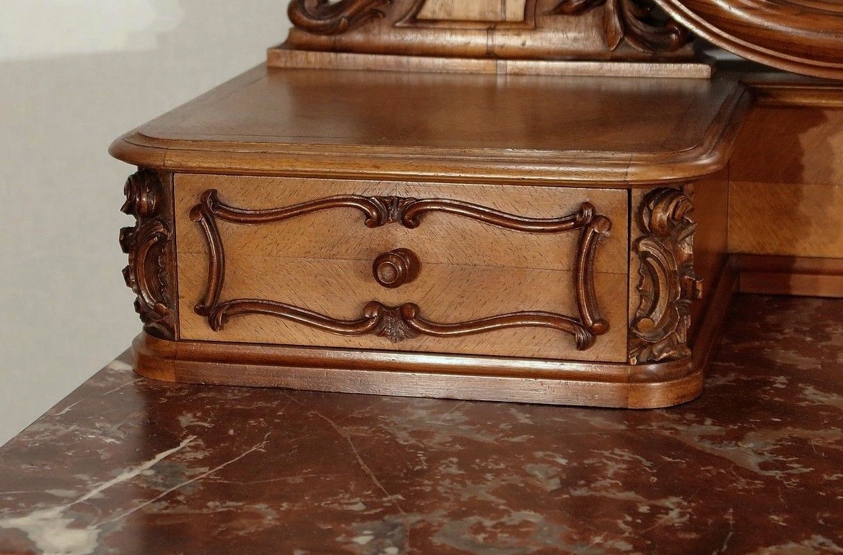 3656.5 Walnut Psyche Chest Of Drawers, Maison Guinand Leglas, Rocaille Style – 1900 photo