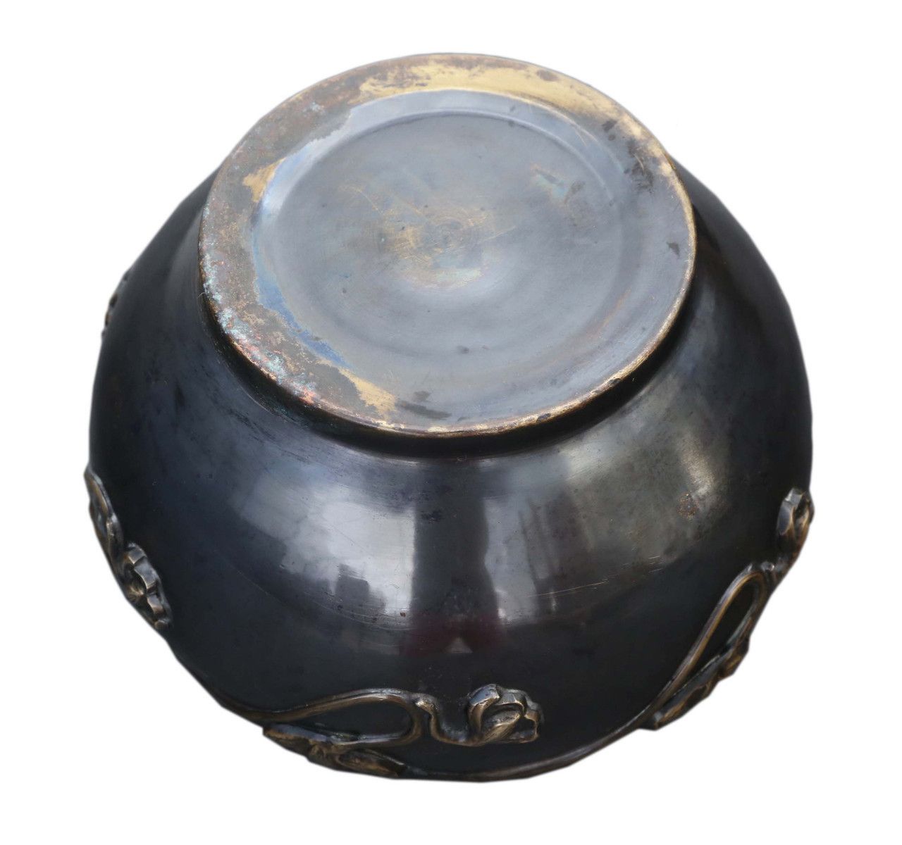 Antique Large Quality Art Nouveau Jardinière Bowl Censor Planter Japanese Oriental Mixed Metal photo 795.0