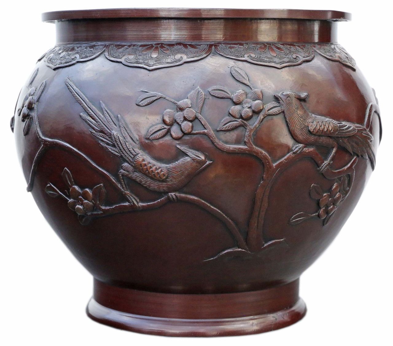 Antique Large Quality Oriental Japanese Bronze Jardinière Bowl Censor Planter Meiji Period photo furniture