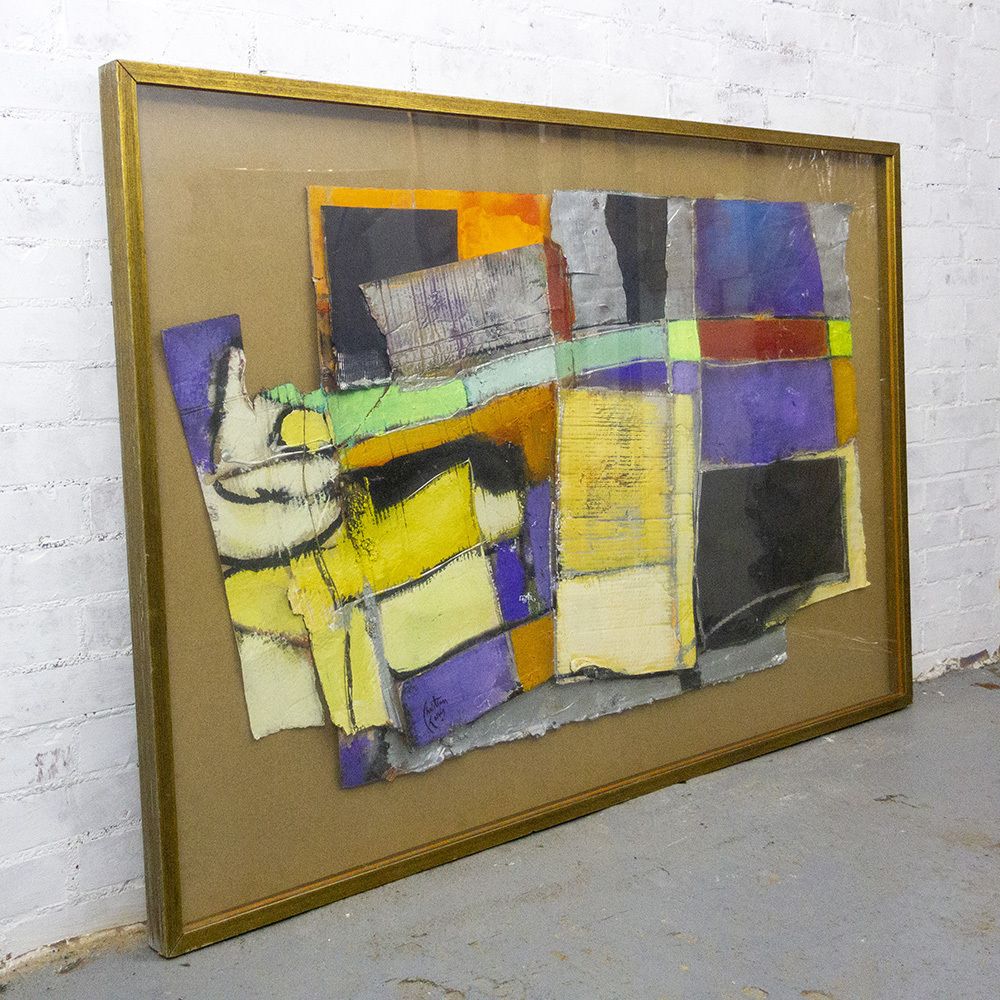 Christian Kares, Abstract Composition, 1990s, Acrylic On Cardboard, Framed photo furniture
