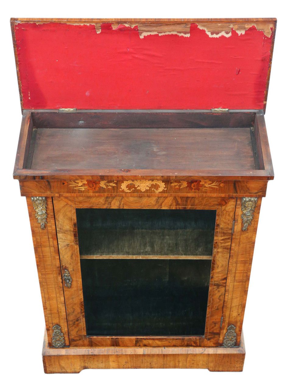 Antique C1880 Quality Inlaid Burr Walnut Pier Display Cabinet C1880 photo vinterior