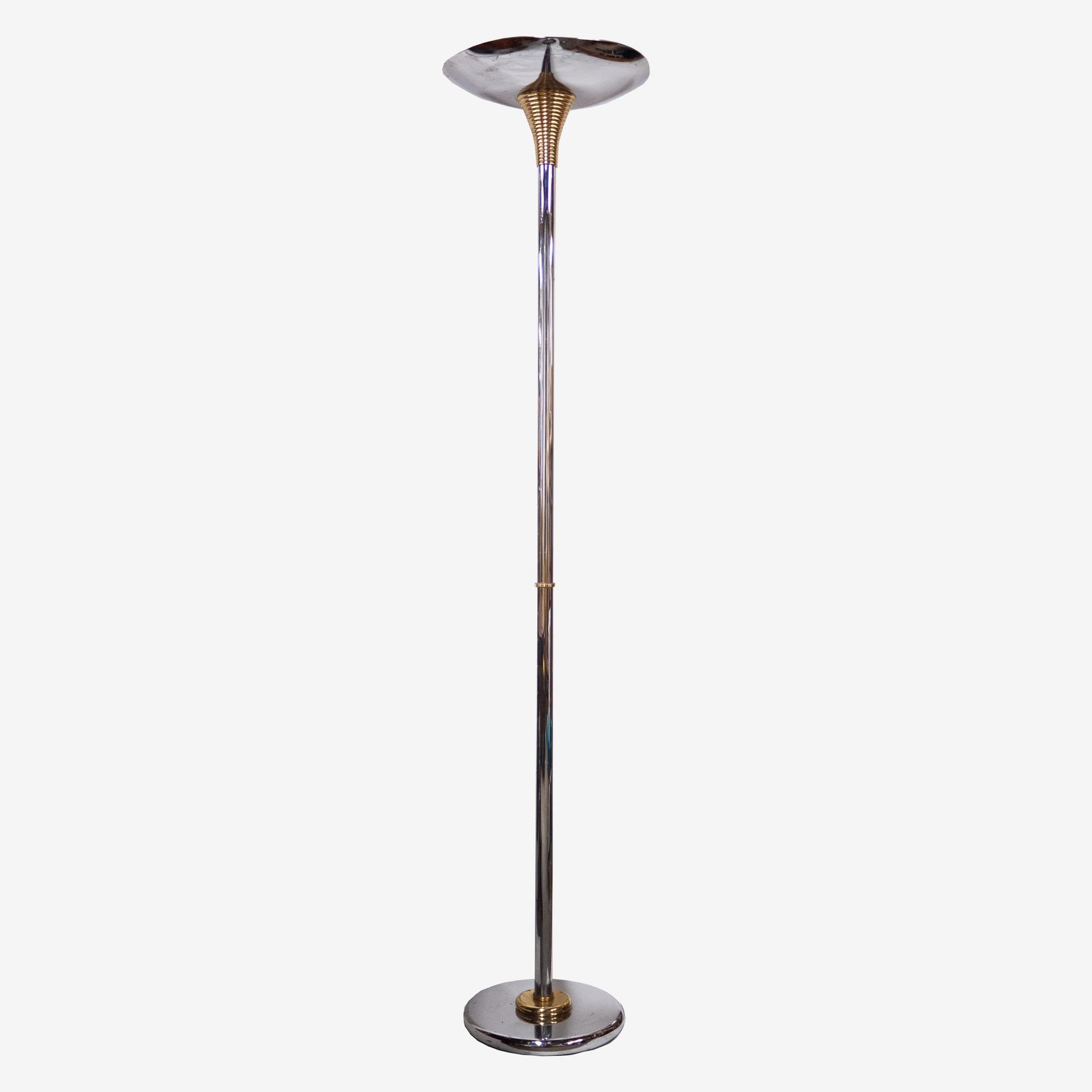 Chromed Metal And Brass Ministerial Floor Lamp From Drummond, 1970s photo Lighting