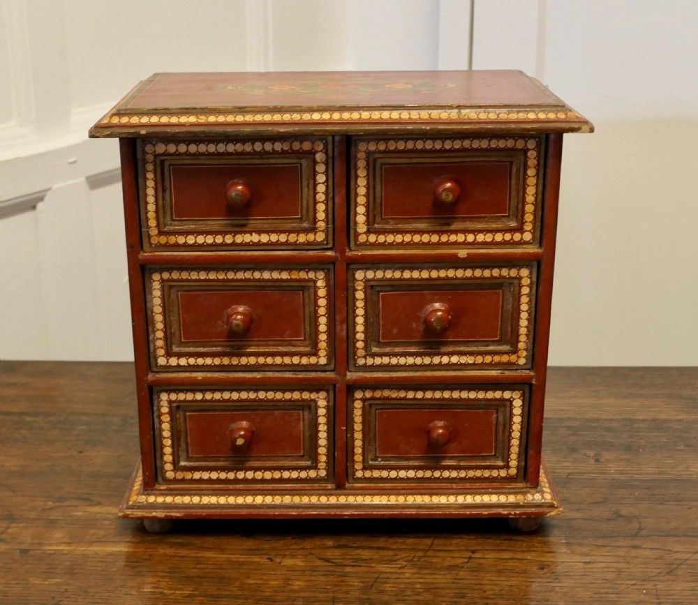 19th Century Original Folk Art Painted Chest Of Drawers