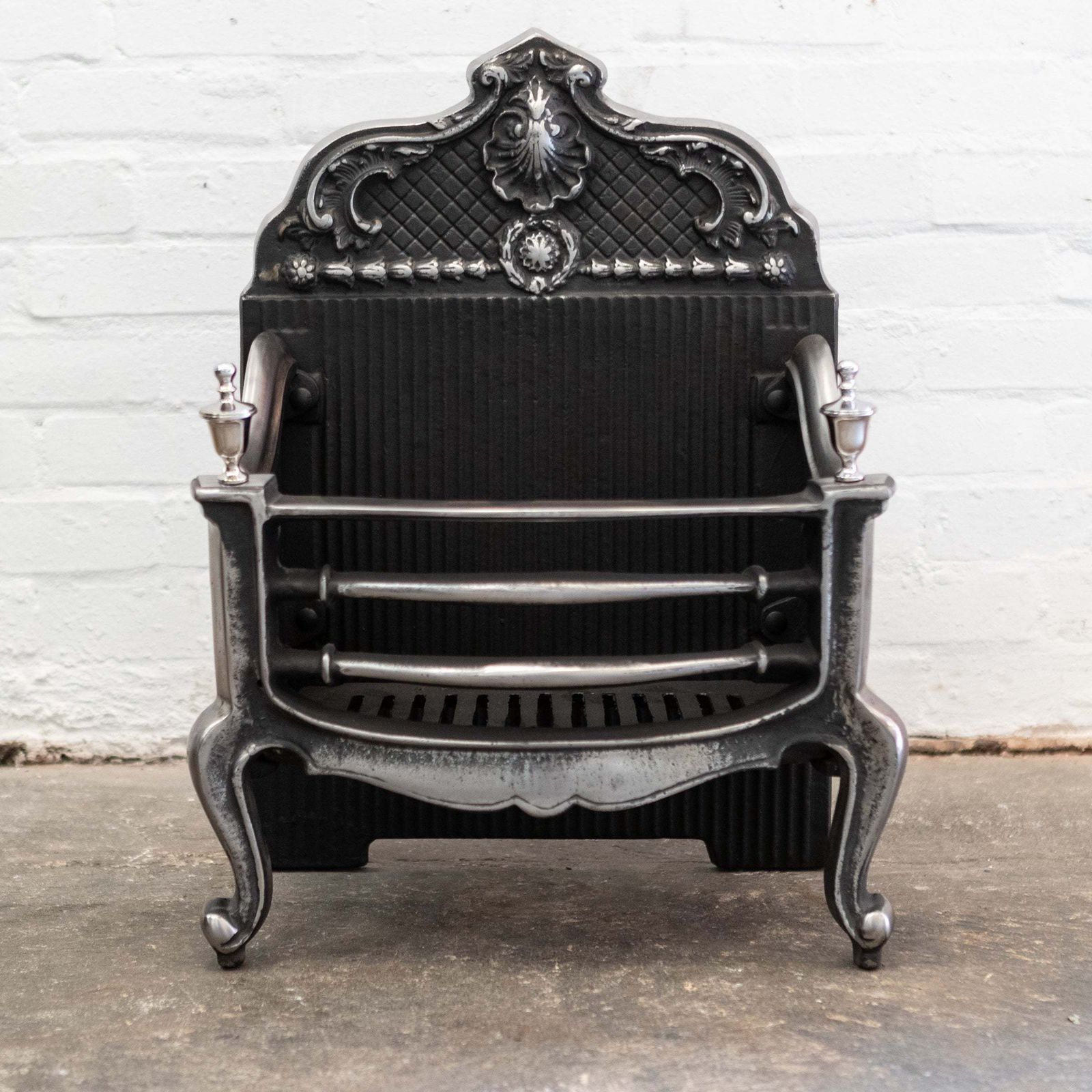 Reclaimed Grand Cast Iron Fire Basket With Finials photo vintage