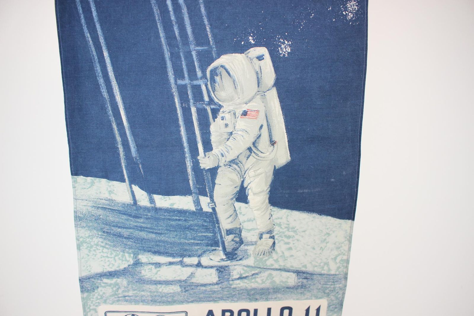 Apollo 11 Fitst On The Moon Texoprint Cloth Fabric Neil Armstrong Nasa Vtg photo Art
