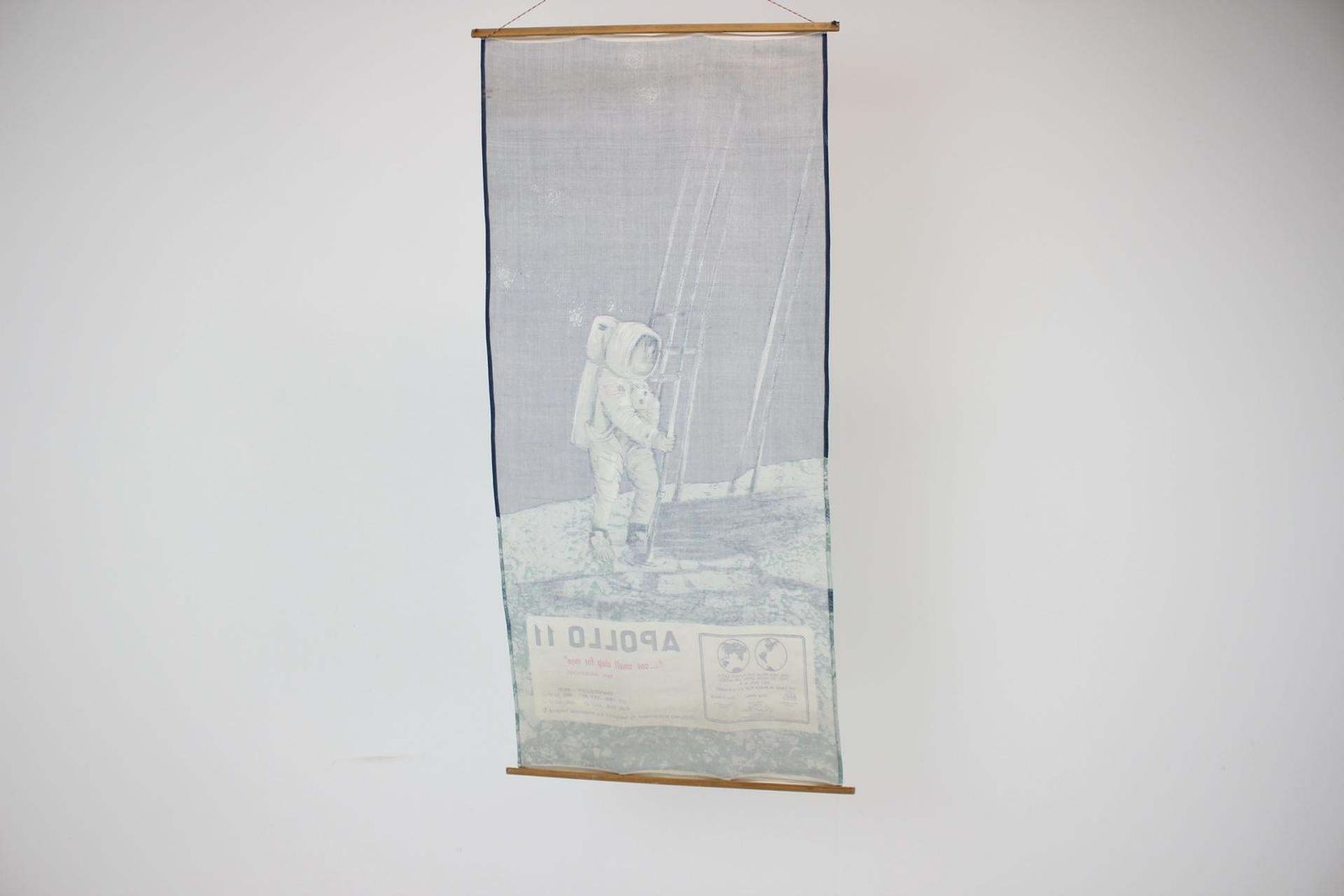 Apollo 11 Fitst On The Moon Texoprint Cloth Fabric Neil Armstrong Nasa Vtg photo vintage