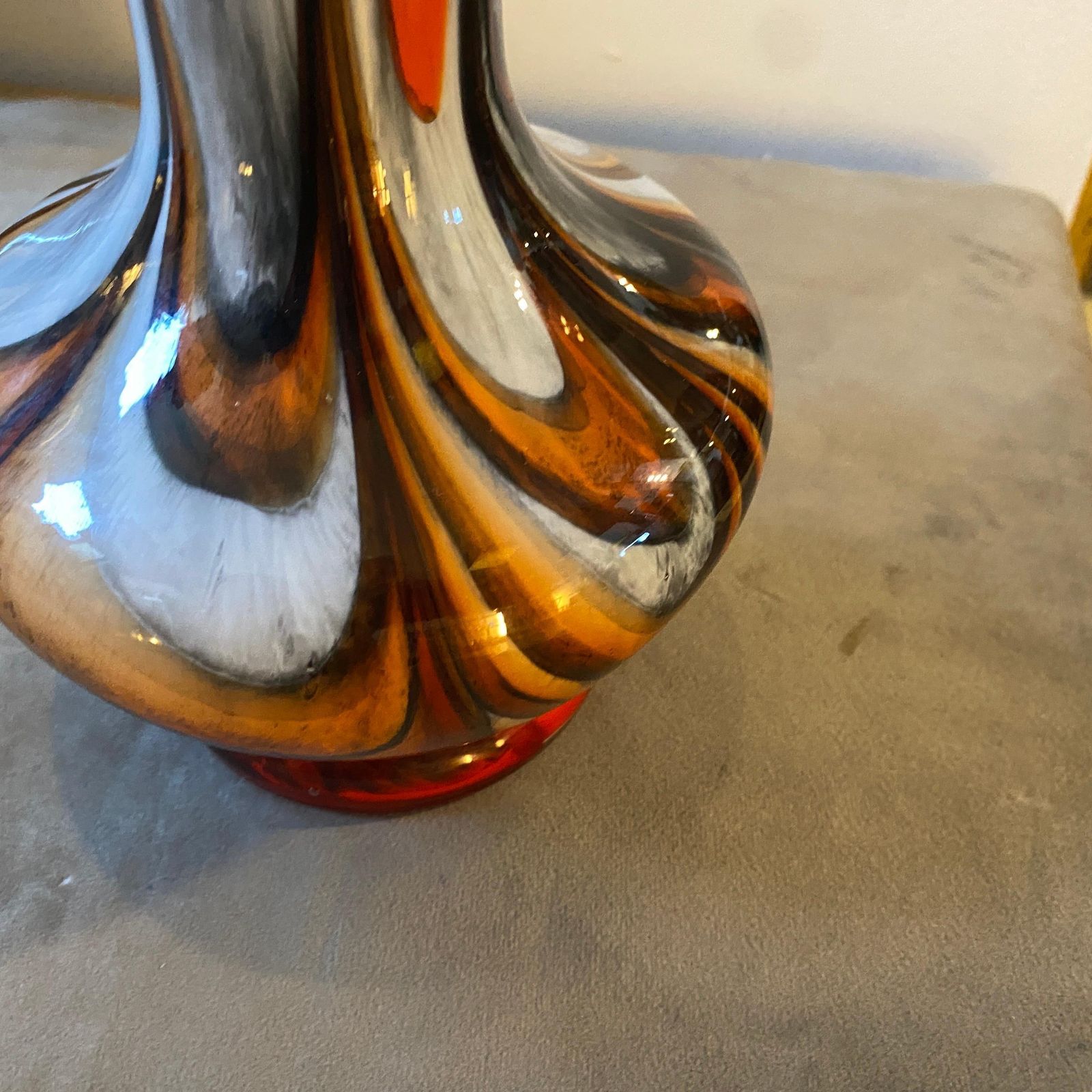 1970s Space Age Carlo Moretti Orange And Brown Opaline Glass Vase photo Home Decor