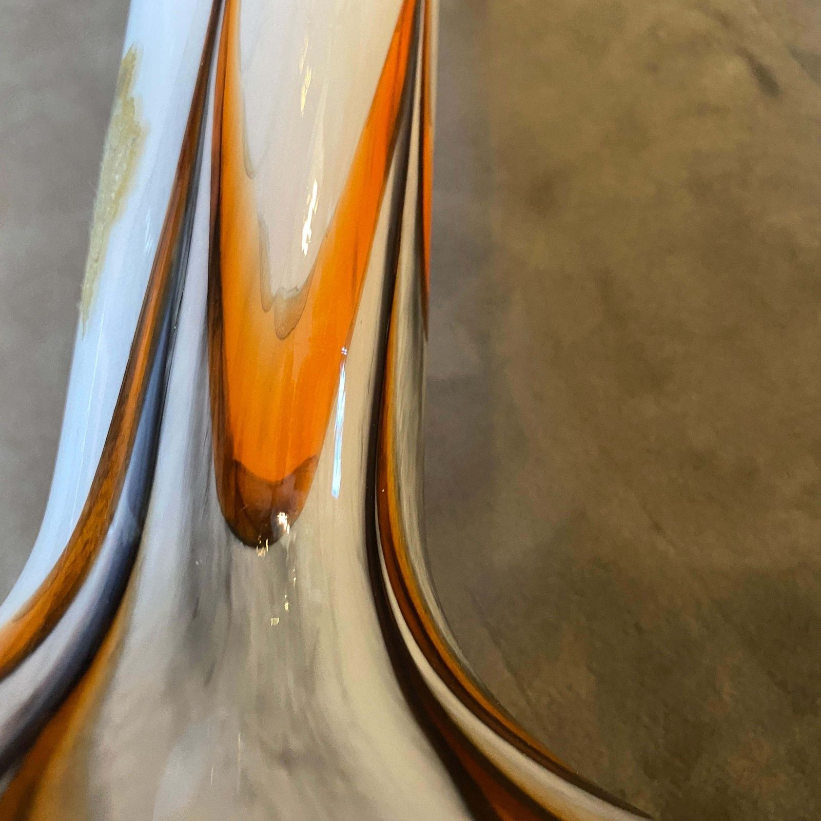 Home Decor 1970s Space Age Carlo Moretti Orange And Brown Opaline Glass Vase photo