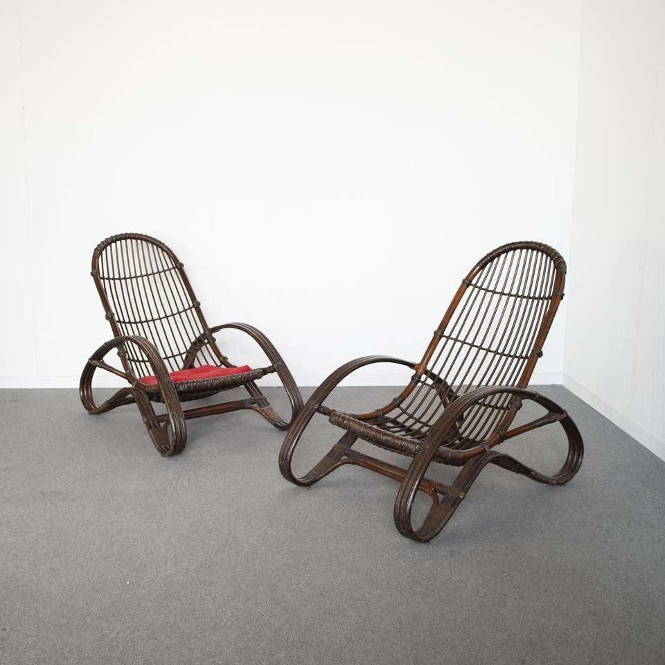 Mid Century Italian Bamboo Lounge Chairs 1960s photo for sale
