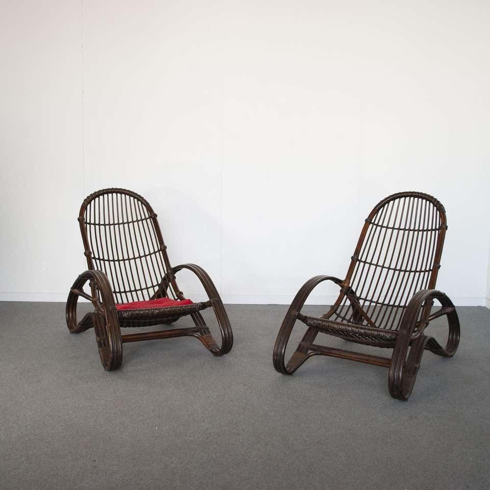 photo for sale Mid Century Italian Bamboo Lounge Chairs 1960s