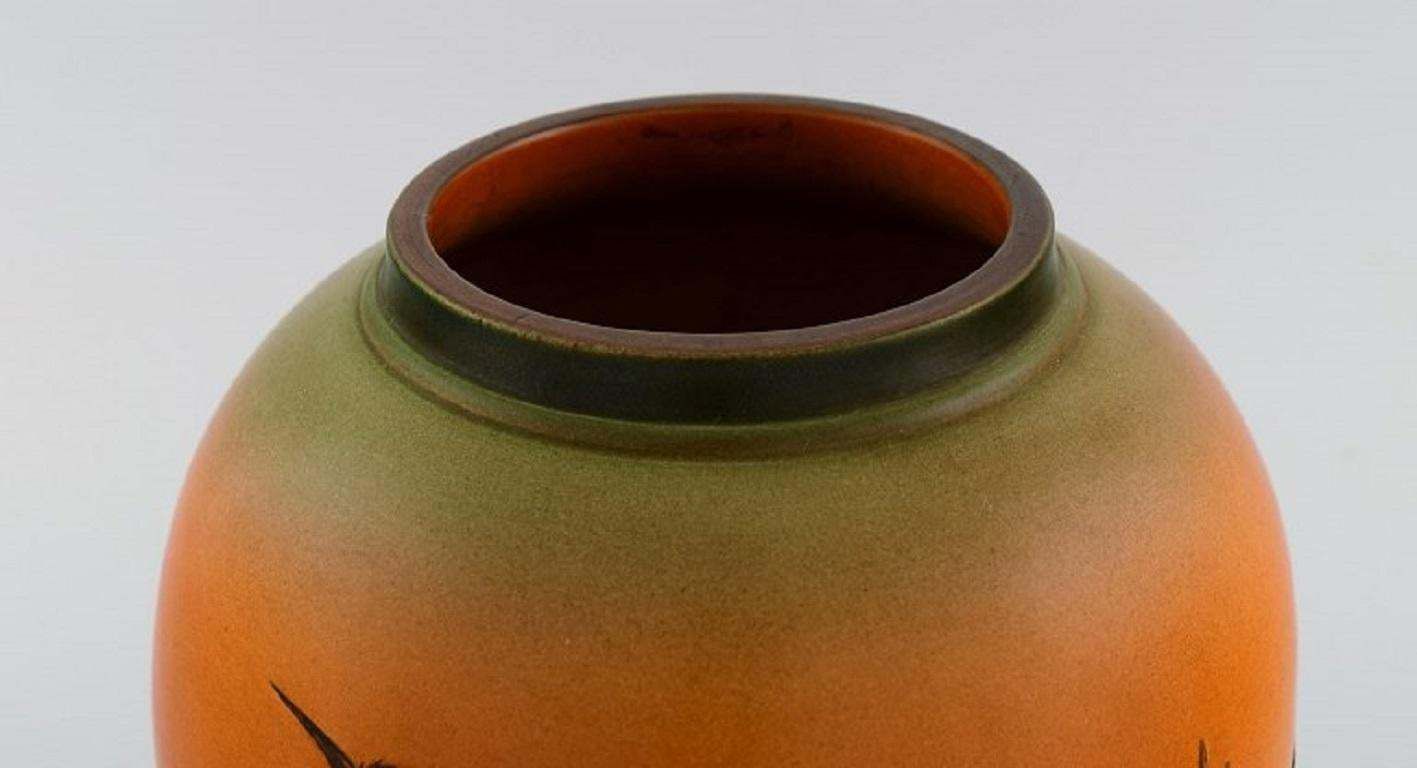 Ipsen's Denmark Vase In Glazed Ceramics Hand Painted Landscape 1920s/30s photo vinterior