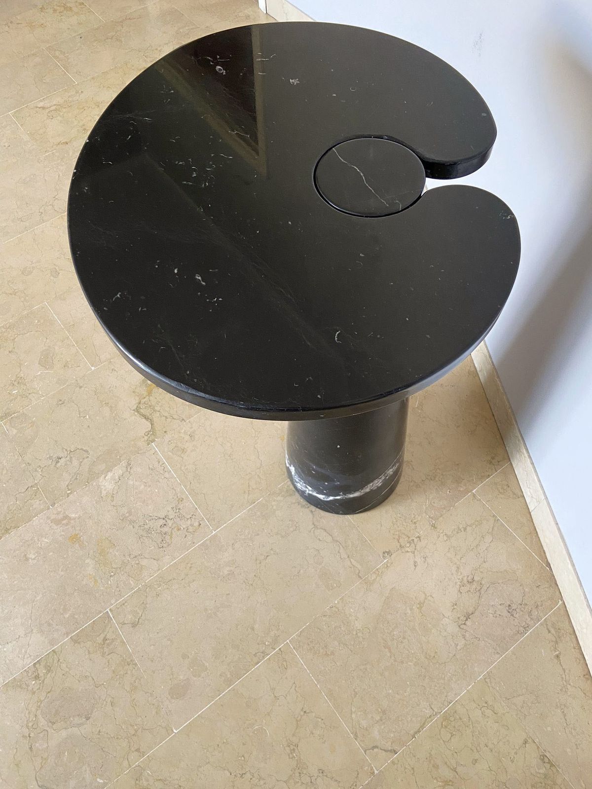 Angelo Mangiarotti Style Coffee Table In Italian Black Marquina Marble photo vinterior