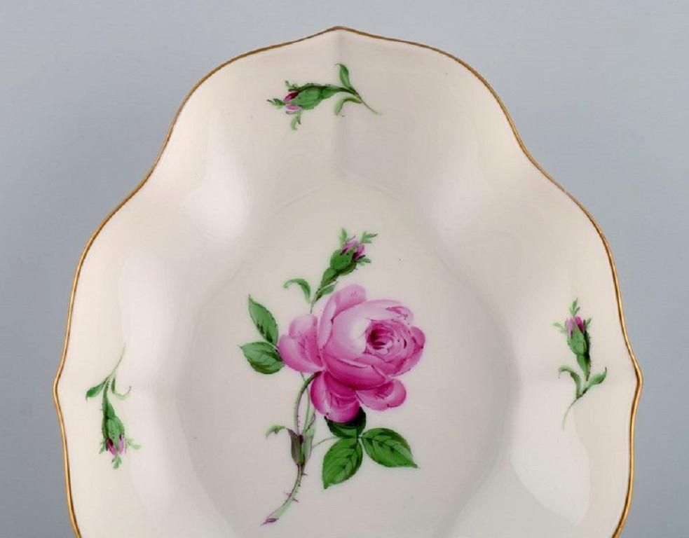 Meissen Pink Rose Bowl In Hand Painted Porcelain With Gold Edge Early 20th C photo for sale