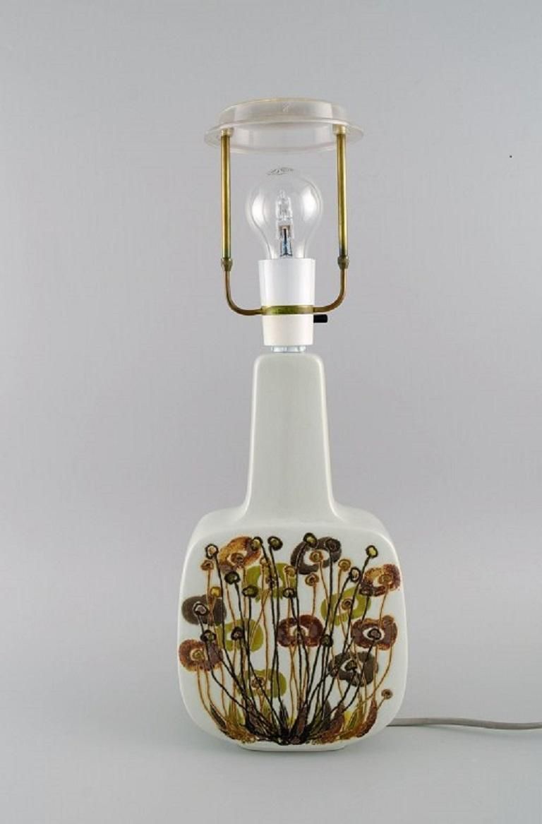 Royal Copenhagen Retro Table Lamp In Faience Decorated With Flowers, 1970s photo furniture