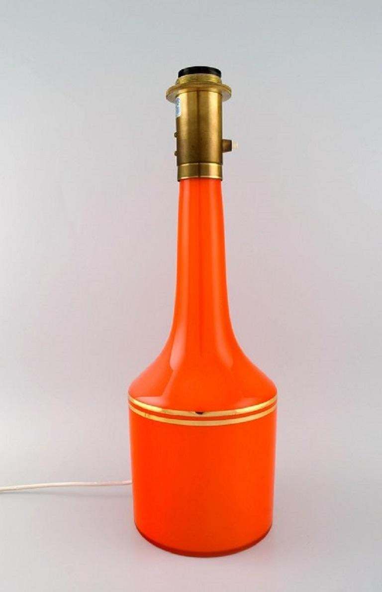 Anders Pehrson For Ateljé Lyktan, Two Large Table Lamps In Orange Art Glass