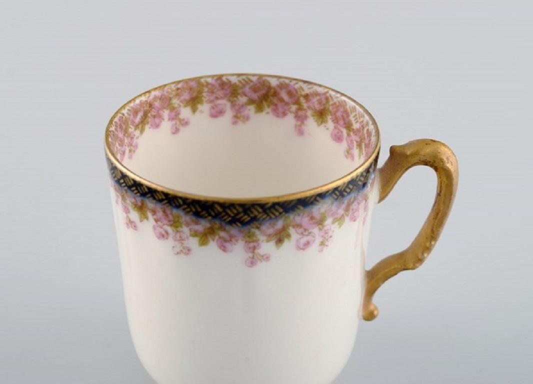 Limoges, France, 10 Mocha Cups With Saucers In Hand Painted Porcelain photo for sale