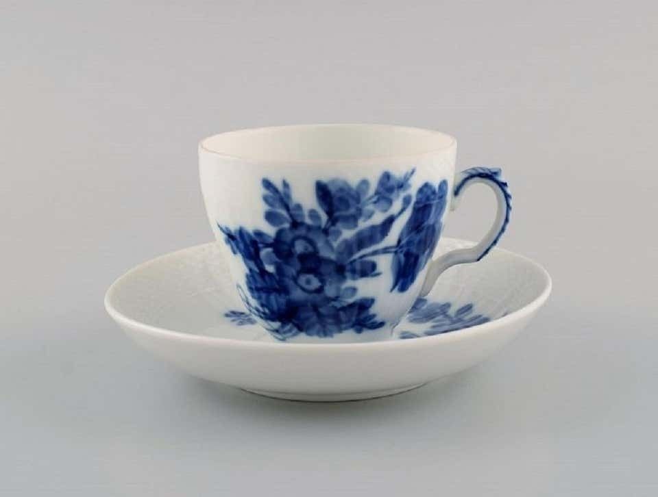 10 Royal Copenhagen Blue Flower Curved Coffee Cups With Saucers, 1960s photo furniture