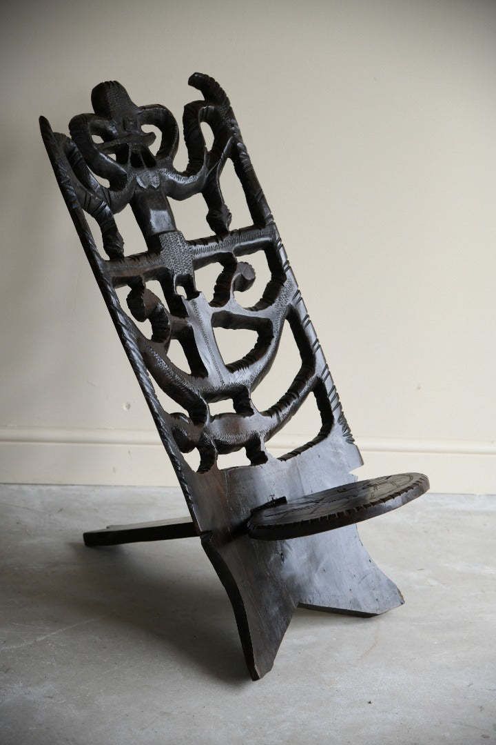 Carved African Palaver Chair, Early 20th Century