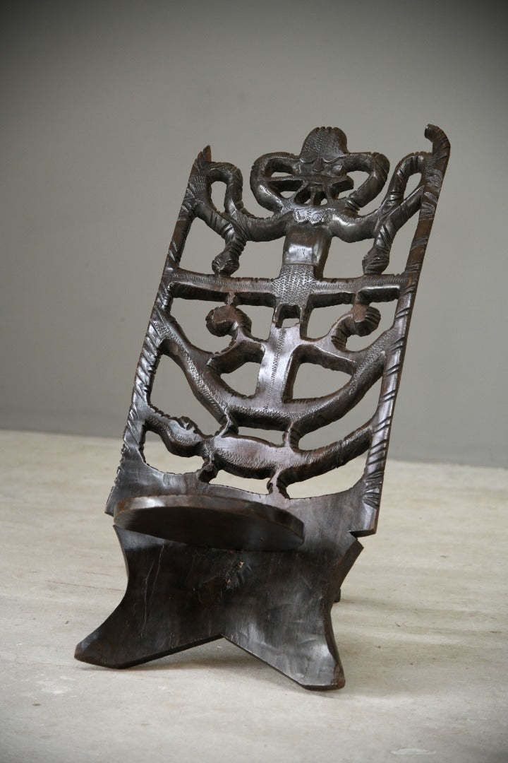 photo for sale Carved African Palaver Chair, Early 20th Century