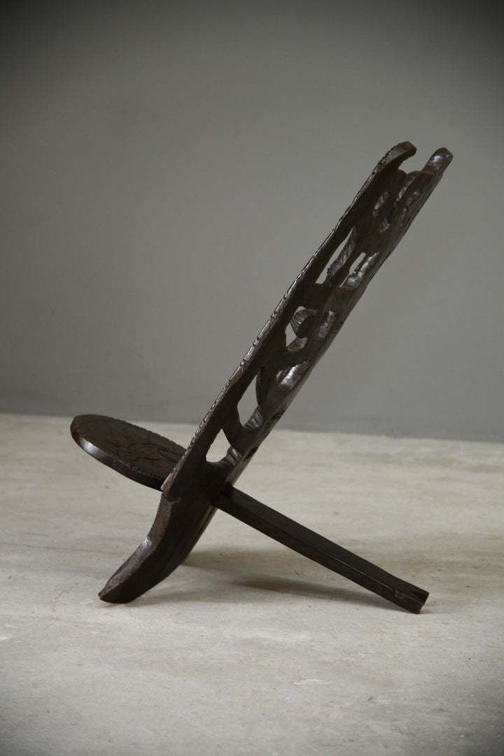 Furniture Carved African Palaver Chair, Early 20th Century photo