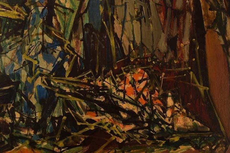 émile François Jacques Compard, Oil On Woodwork, Abstract Composition photo for sale