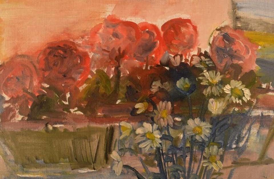 Arthur Y. Nilsson, Listed Swedish Artist. Oil/ Canvas. Arrangement With Flowers photo Art